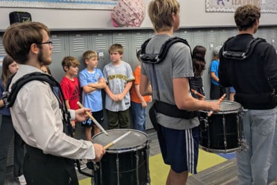 GHS band students during homecoming at WES